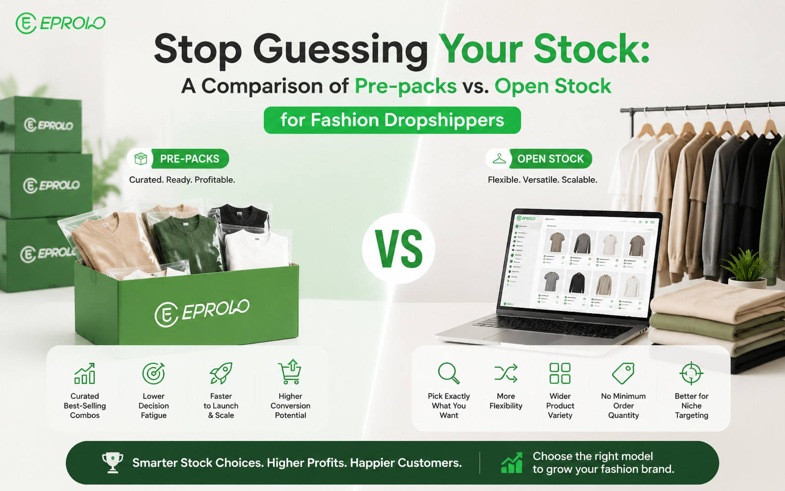Stop Guessing Your Stock: A Comparison of Pre-packs vs. Open Stock for Fashion Dropshippers