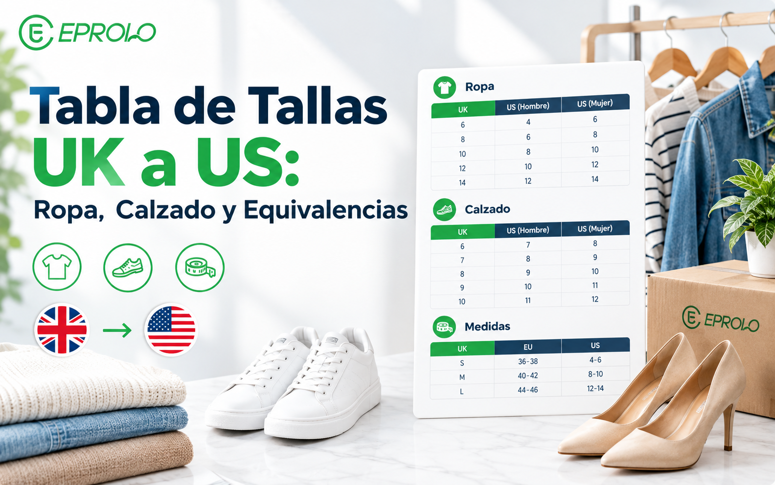 Tabla de tallas UK a US: ropa, calzado y equivalencias