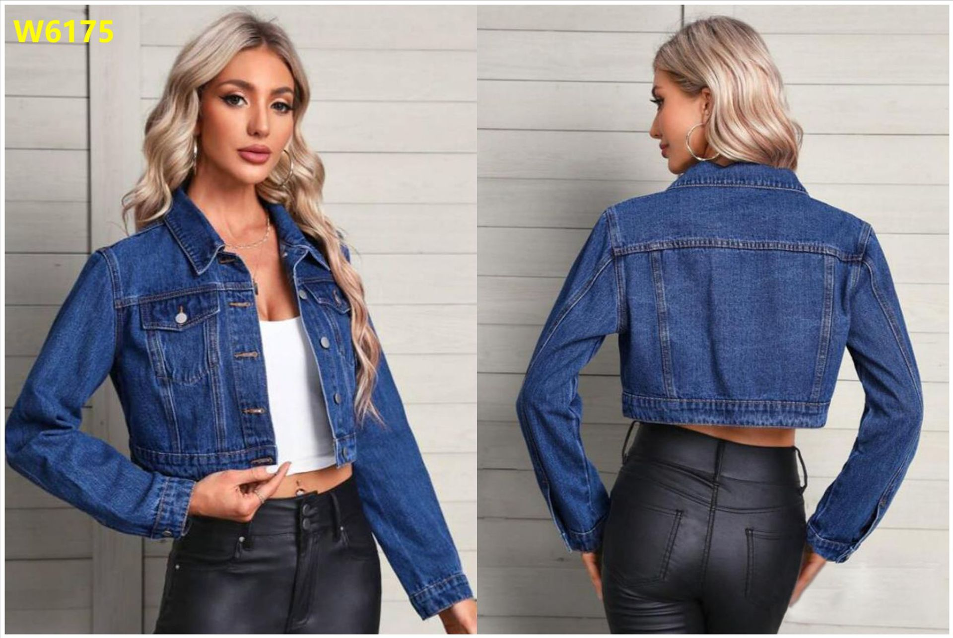 Women's Deep Blue Denim Jacket – Streetwear Style Detail