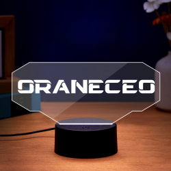 GRANECEO custom LED gaming sign night light, white text on clear acrylic, black base, perfect gamer gift