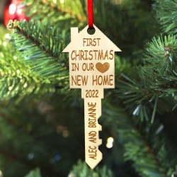 Personalized First Home Christmas Ornament Wooden Key Christmas Decoration Gift for Family