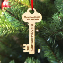 Personalized New Home Christmas Ornament Wooden Key Decoration for Housewarming Gift