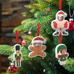 Custom Xmas Hanging Decorations Personalized Face Christmas Hanging Decoration Santa And Elf Hanging Decoration