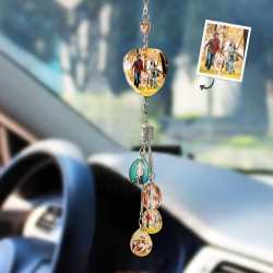 Personalized Photo Crystal Charm Heart Shaped Rearview Mirror Pendant Gift For Him