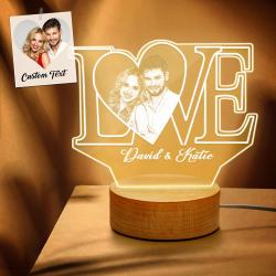 Personalized LOVE 3D Acrylic Night Light with Text & Photo