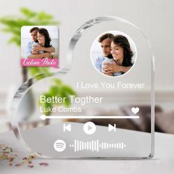 Personalized Clear Thick Acrylic Block Spotify Code Music Photo Heart-Shaped Frame Gift