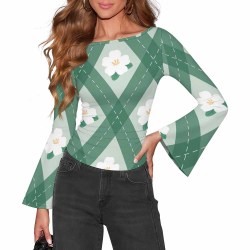 Women's Boat Neck Bell Sleeve T-shirt