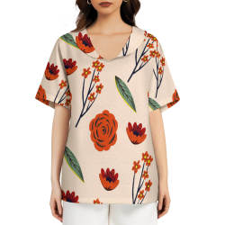 Women's ruffled short-sleeved V-neck T-shirt