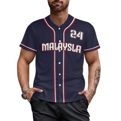 Navy blue Malaysia baseball uniform with number 24, perfect for sports or casual wear.