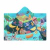 Arctic Velvet Cloak Hooded Blanket with underwater scene, coral and fish design for cozy lounging