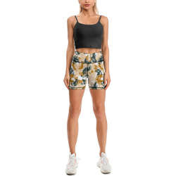 Floral yoga shorts for women. High-waist, sweat-wicking, breathable. Ideal for yoga & everyday wear.