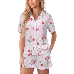 Women's Ruffled Shorts and Short-sleeved Pajama Set