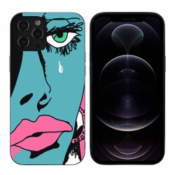 iPhone 12 Pro case with artistic portrait design, TPU material, protective and stylish, perfect fit.