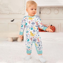 All-print pure cotton knitted long-sleeved baby bodysuit