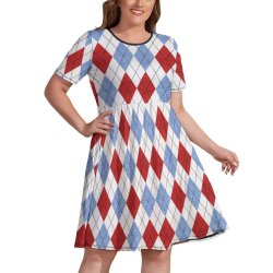 Ladies Geometric Figure Plus Size Dress