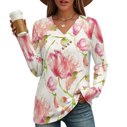 V-neck button-up top