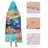 Cloak Hooded Blanket with vibrant underwater scene, coral and fish design, made with Arctic Velvet for cozy lounging.
