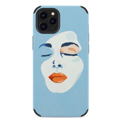iPhone 12 Series Microfiber Case with Abstract Face Design