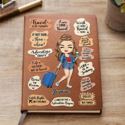 Personalized Leather Journal - Life Is A Journey Travel Lovers