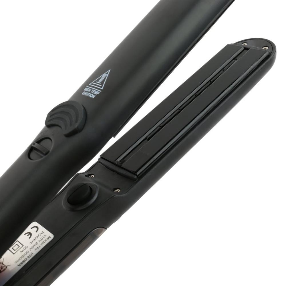 Glossy ceramic plates on matte black straightener