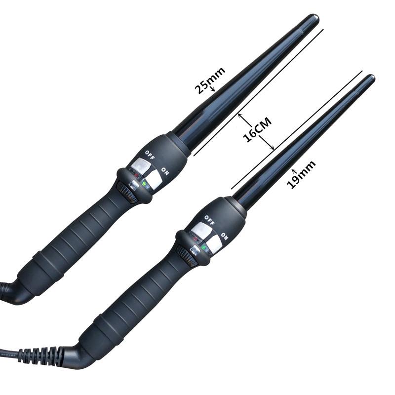 Tapered barrel showing narrow and wide curl sections
