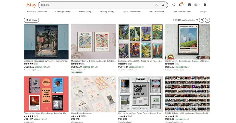 Etsy print on demand posters