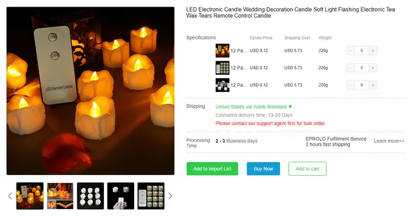 candles dropshipping