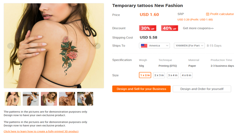 temporary tattoos print on demand