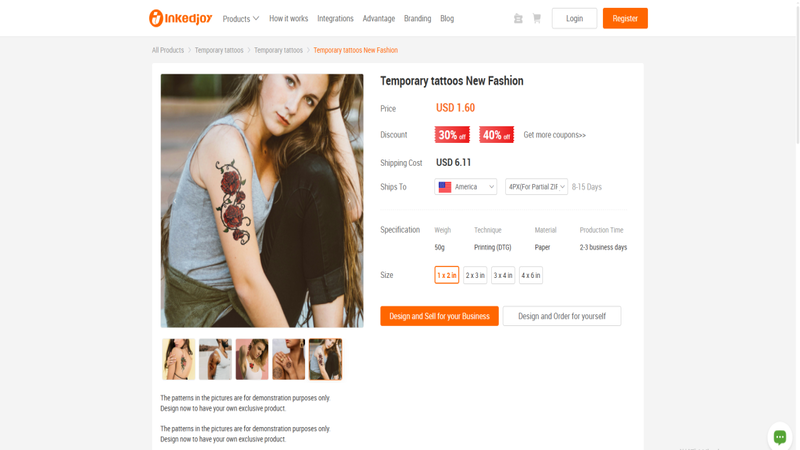 custom temporary tattoos on Etsy