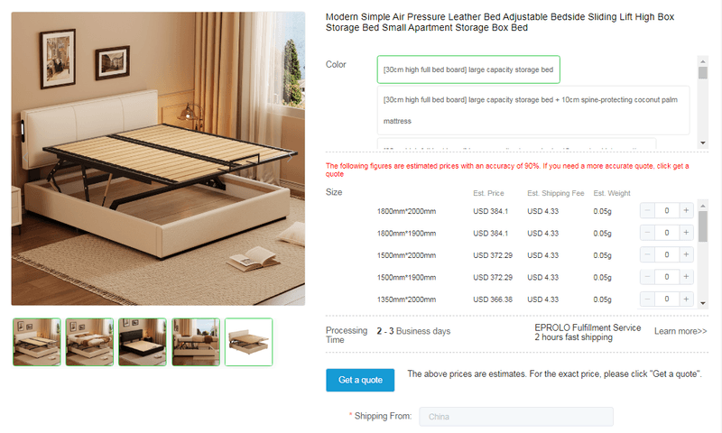 Lift up bed with storage