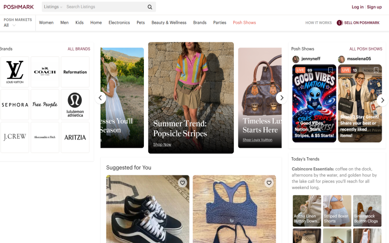 Browsing the trending marketplace feed to sell on poshmark successfully with EPROLO supply chain data.