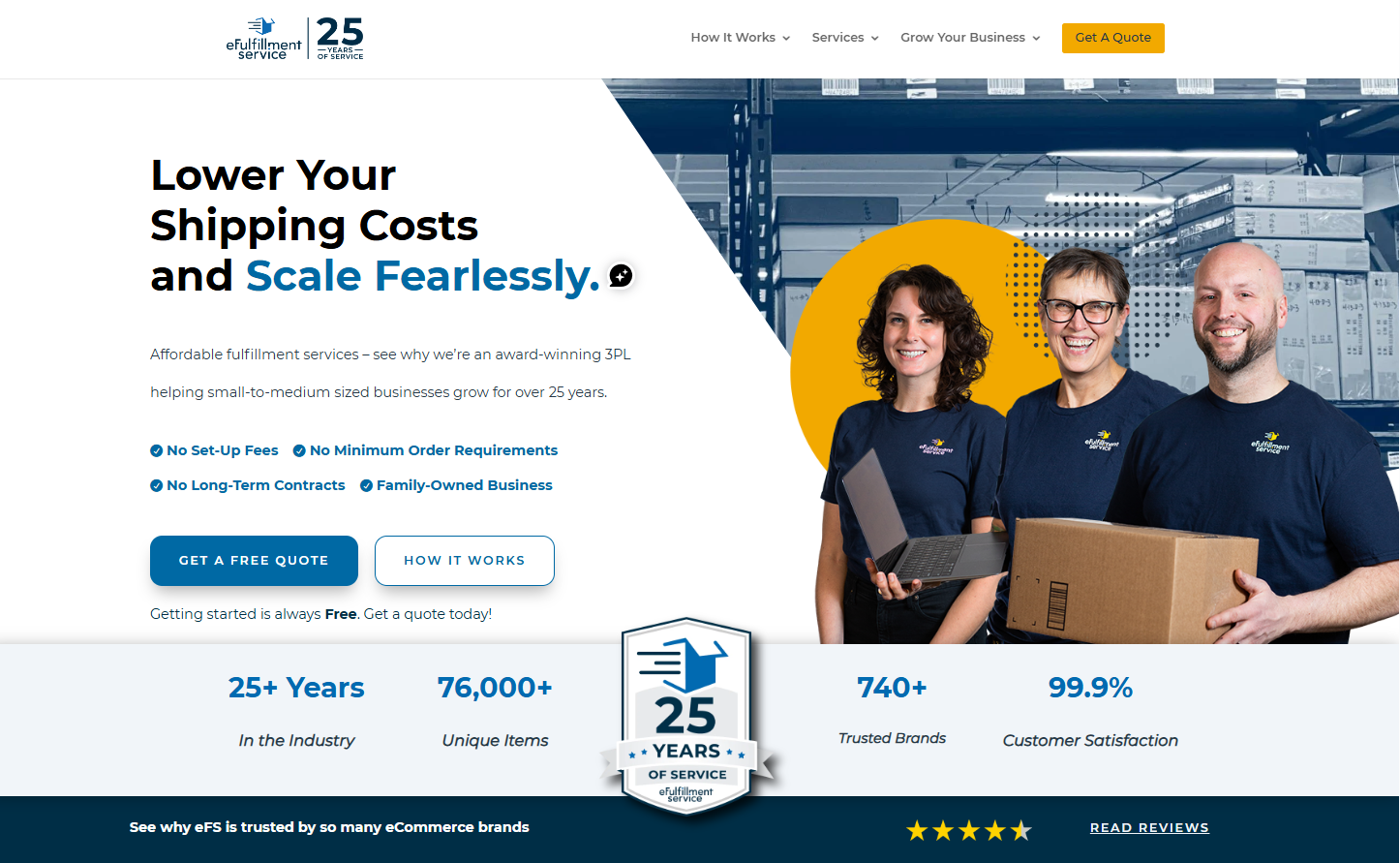 Staff holding a package and laptop to compare top 3pl logistics companies on EPROLO blog.