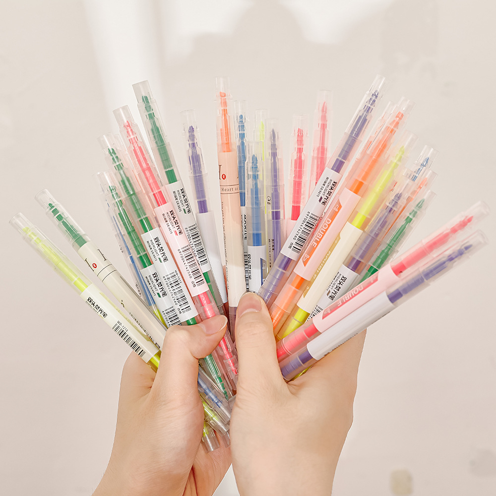 Hands holding colorful highlighters for product sourcing stationery items through EPROLO dropshipping.