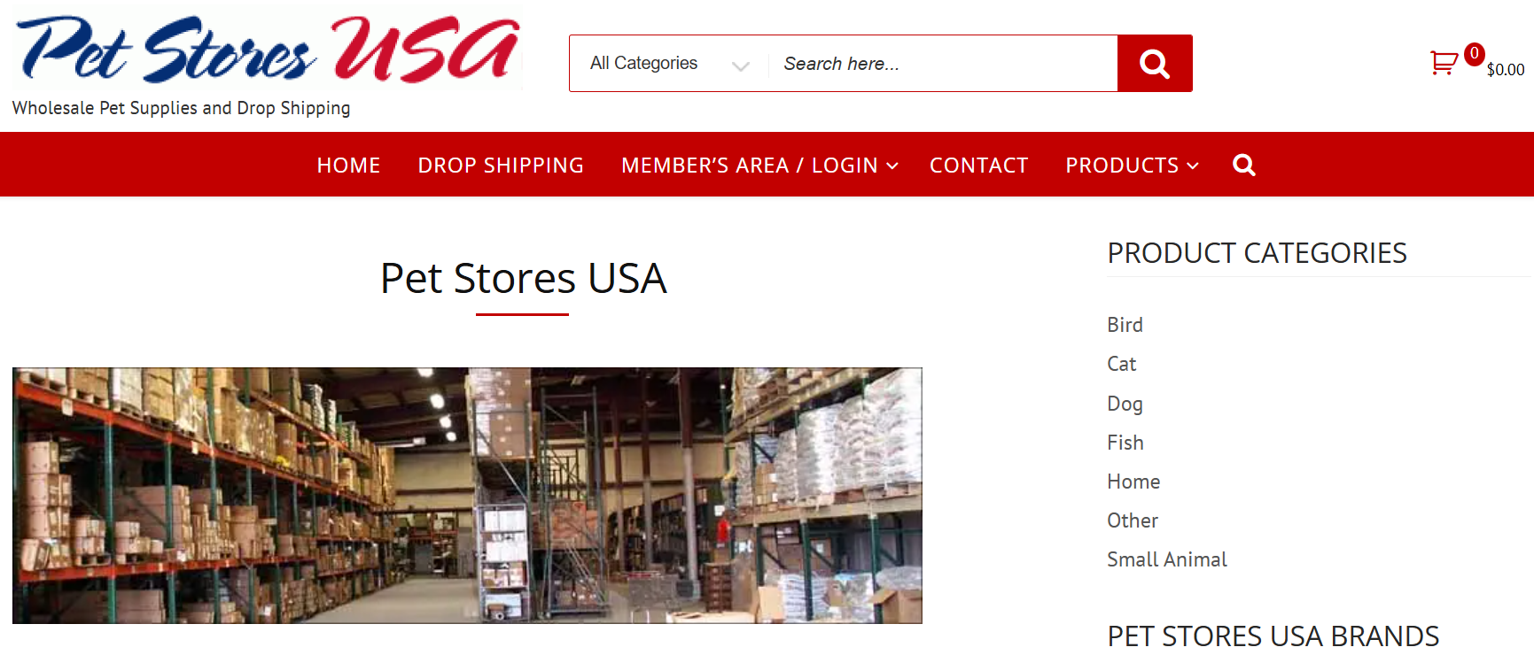 Viewing Pet Stores USA website to evaluate pet supplies dropshipping options on the EPROLO blog.