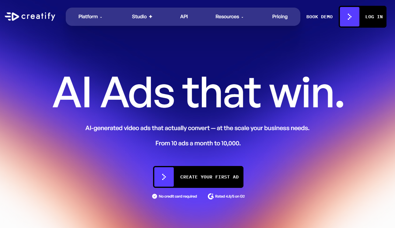 Creatify AI URL-to-video ad creation dashboard