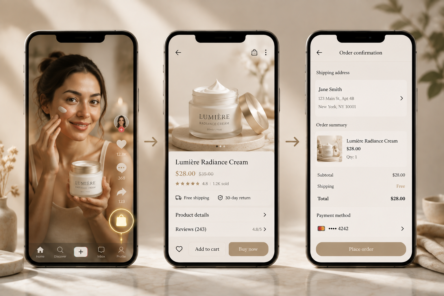 Purchasing TikTok dropshipping winning products with EPROLO through a seamless in-app video checkout flow.