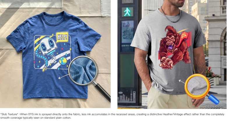 DTG slub shirt vs DTG cotton shirt
