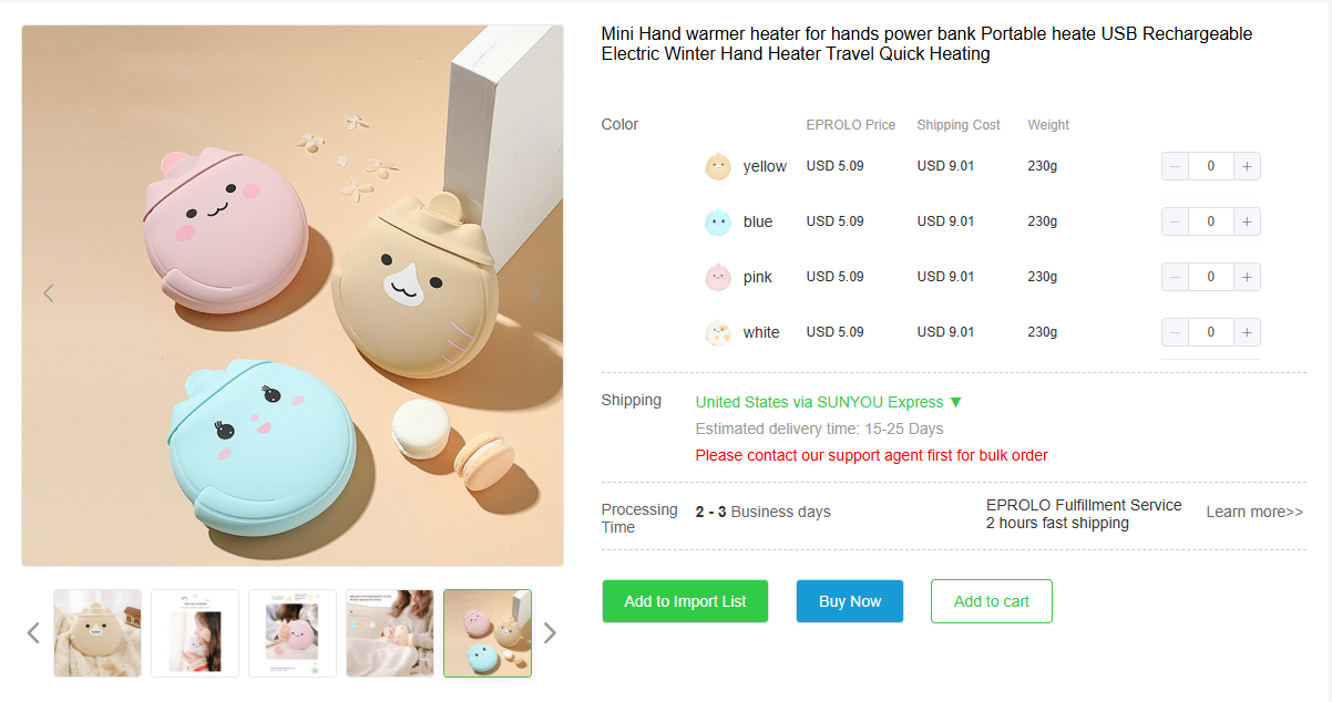 Displaying rechargeable mini hand warmers as autumn dropshipping products on EPROLO.