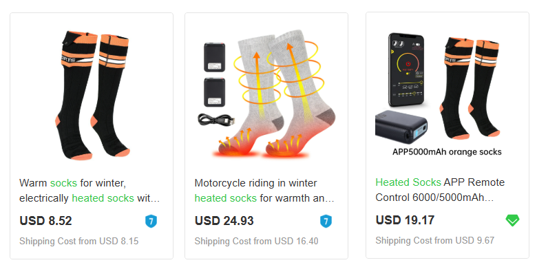 Displaying heated socks as hot dropshipping autumn products on EPROLO.
