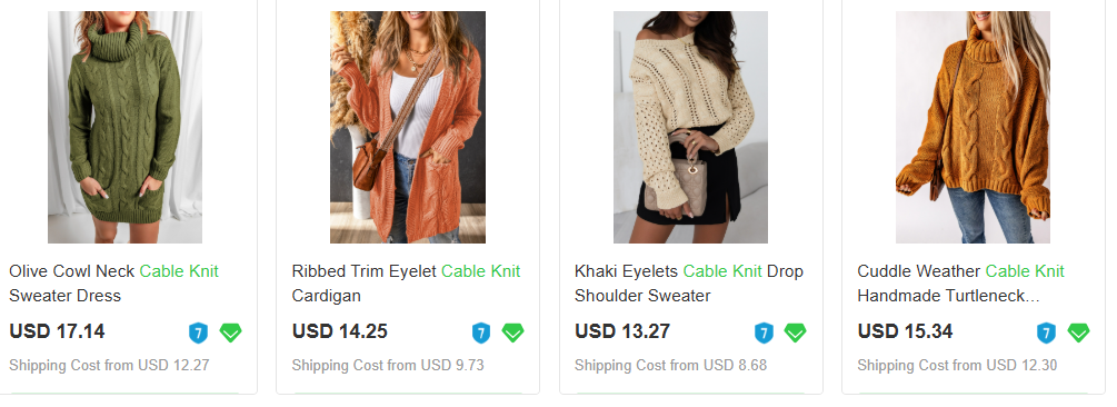 Displaying knit sweaters as hot dropshipping autumn products on EPROLO.