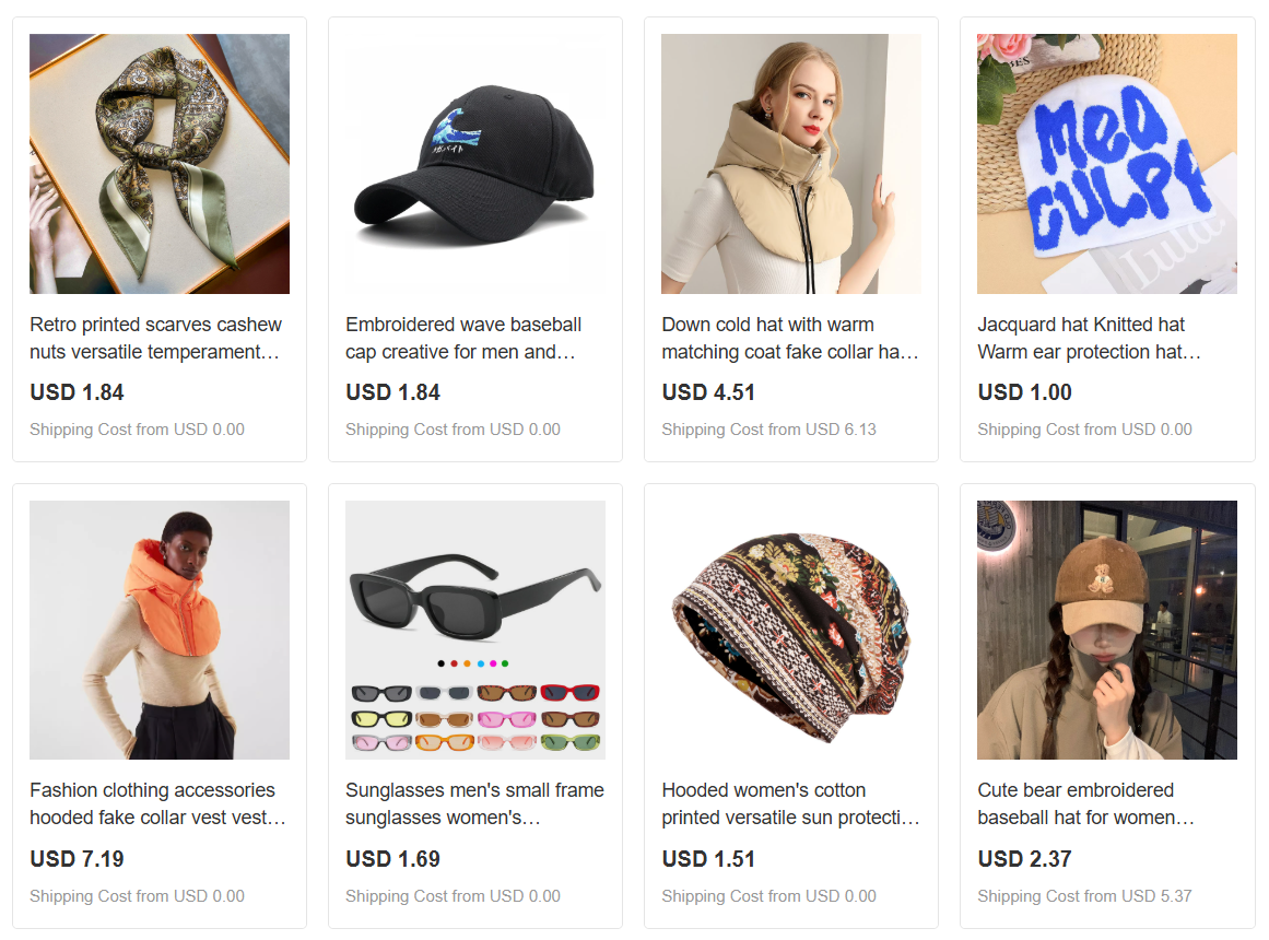 Displaying hats and scarves as high margin fall accessories on EPROLO.