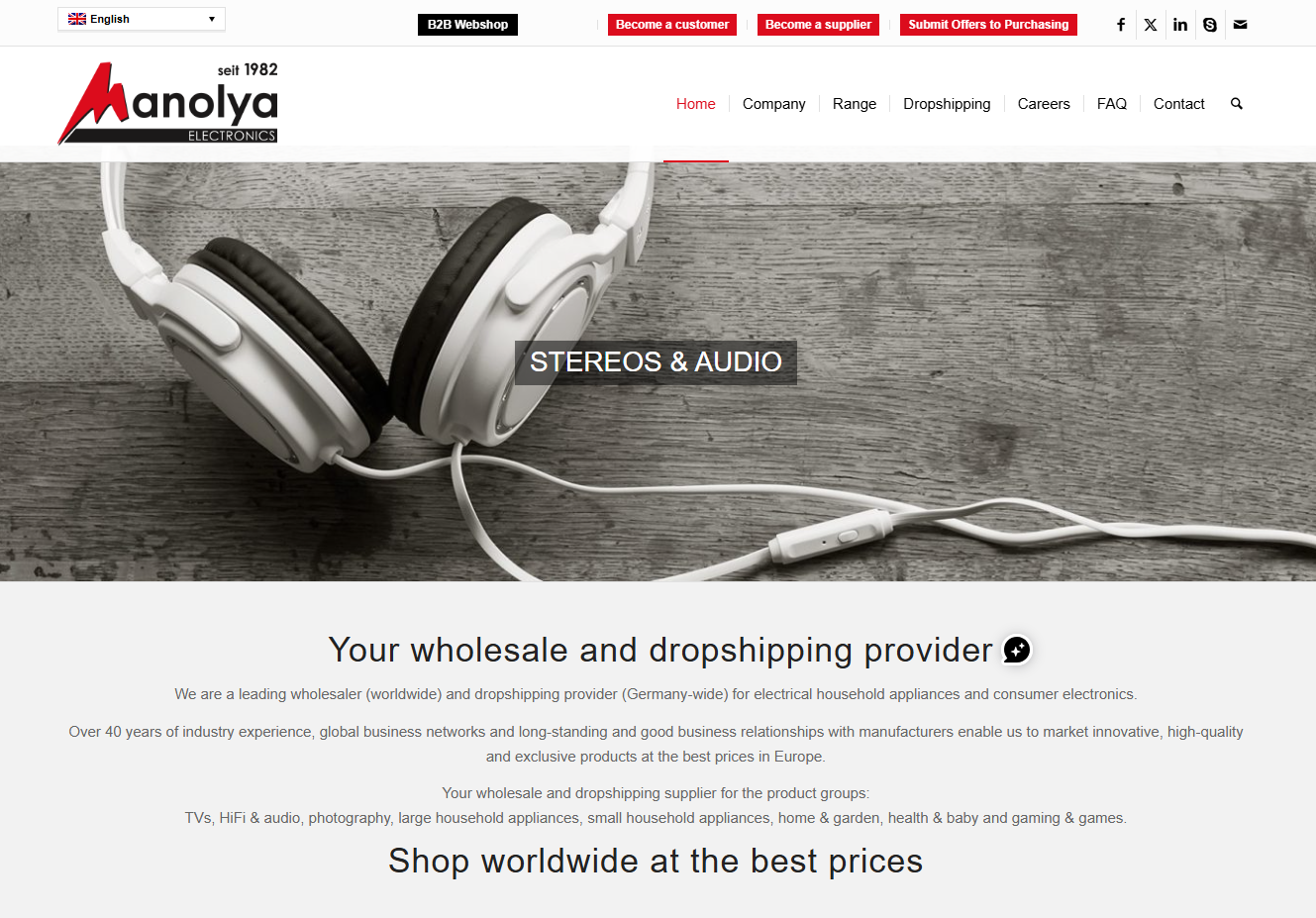 Displaying audio electronics from dropshipping suppliers germany on Manolya.
