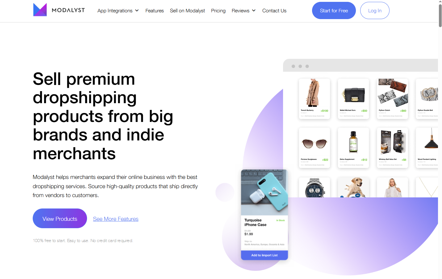 Displaying product sourcing tools for dropship.io alternatives on Modalyst.