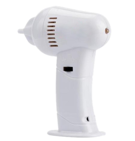 White electronic ear vacuum cleaner shown at side angle on soft gradient background