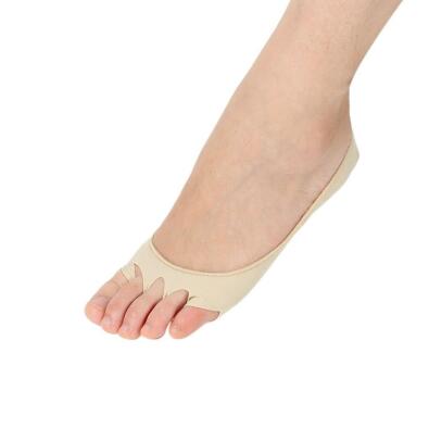 Beige/cream variant five-finger sock on foot demonstrating compression coverage