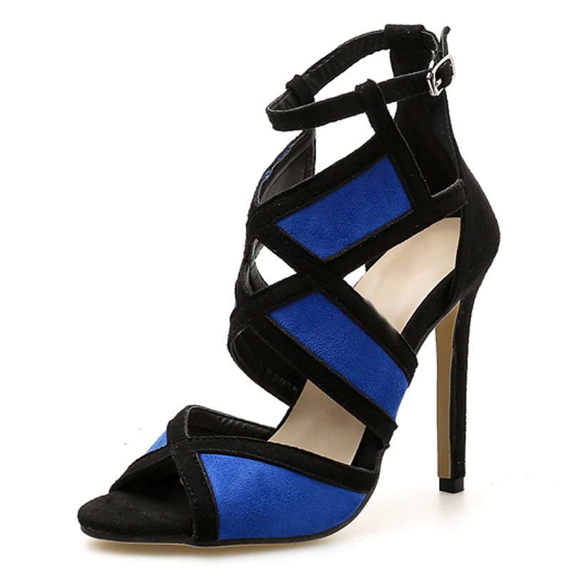 Eilyken Desiger Sexy Women Sandals Hollow out Buckle Strap High Heels Bridesmaid Bridal Wedding Pumps Sandals size 35-40 image 3