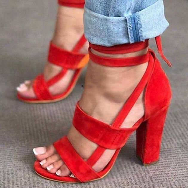 Cross Strap High Heel Thick Heel women Shoes Sandals