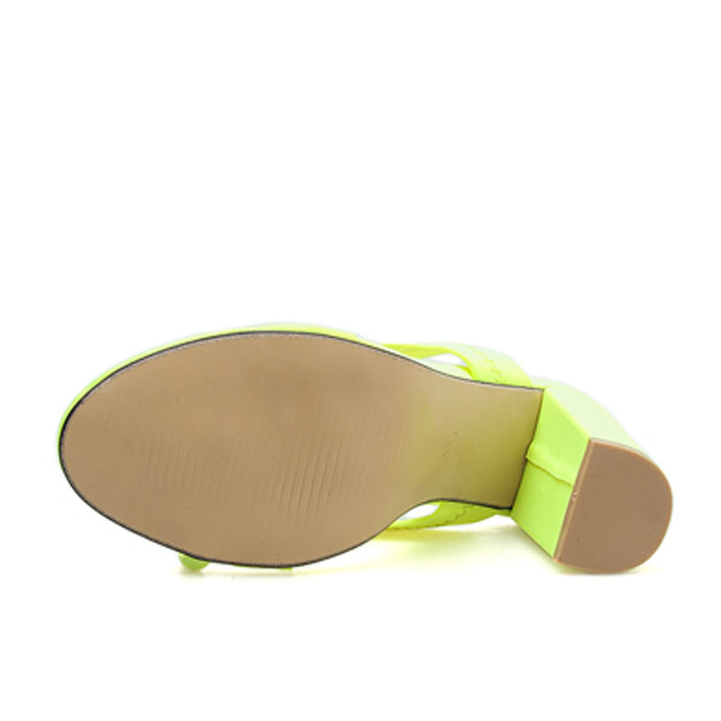 Eilyken Summer Slippers Sandals Flip Flop Square heel Stretch Fabric Hollow Women Shoes Sexy Slippers Pumps Fluorescent green image 5