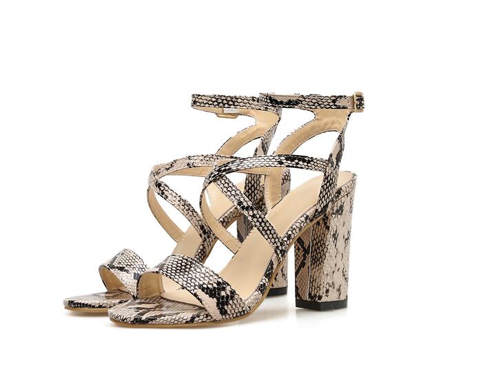 Women Summer Sandals Open Toe Snake PU Leather Shoes image 4