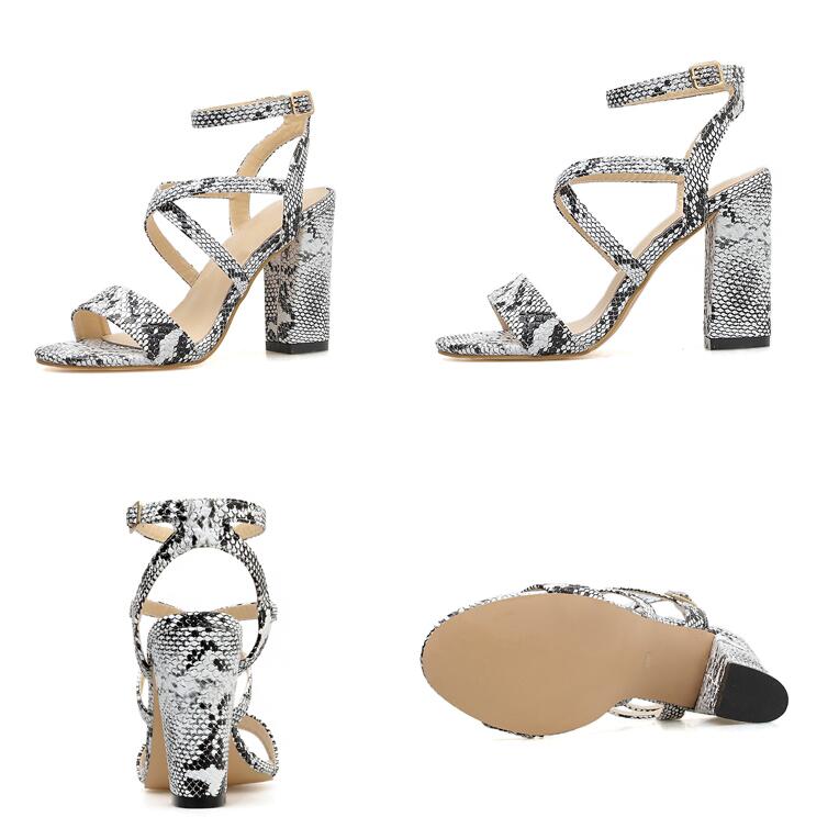 Women Summer Sandals Open Toe Snake PU Leather Shoes image 3